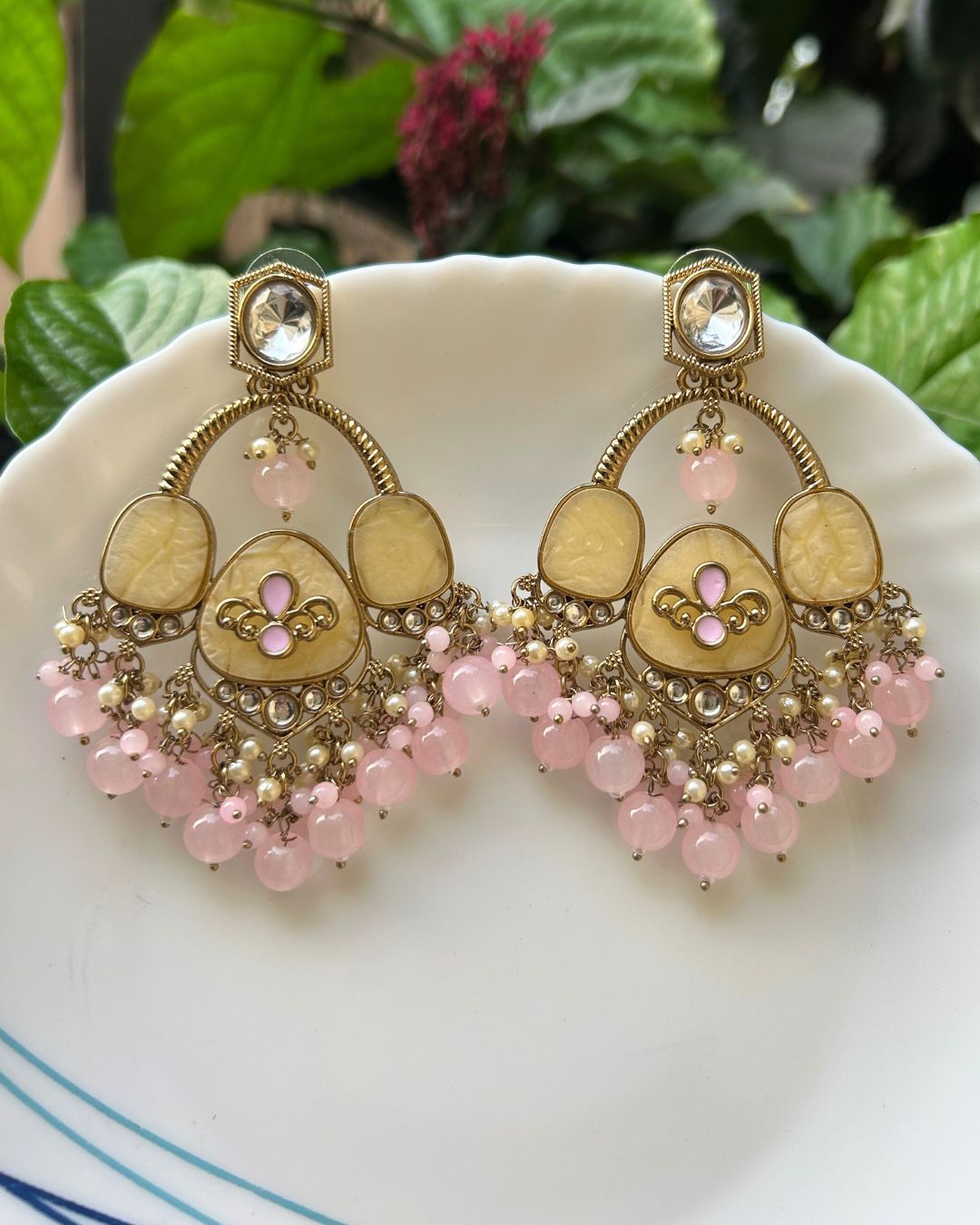 Vanya BabyPink Designer Chandbalis Earrings