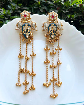 Nagma Blue Ghungroo Kashmiri Earrings