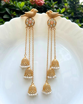Panchi Pink Jhoomar Kashmiri Earrings