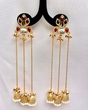 Ambreen Red Jhoomar Kashmiri Earrings