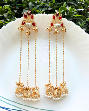 Ambreen Red Jhoomar Kashmiri Earrings