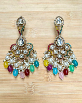 Alia Multi Kundan Chandbalis Earrings