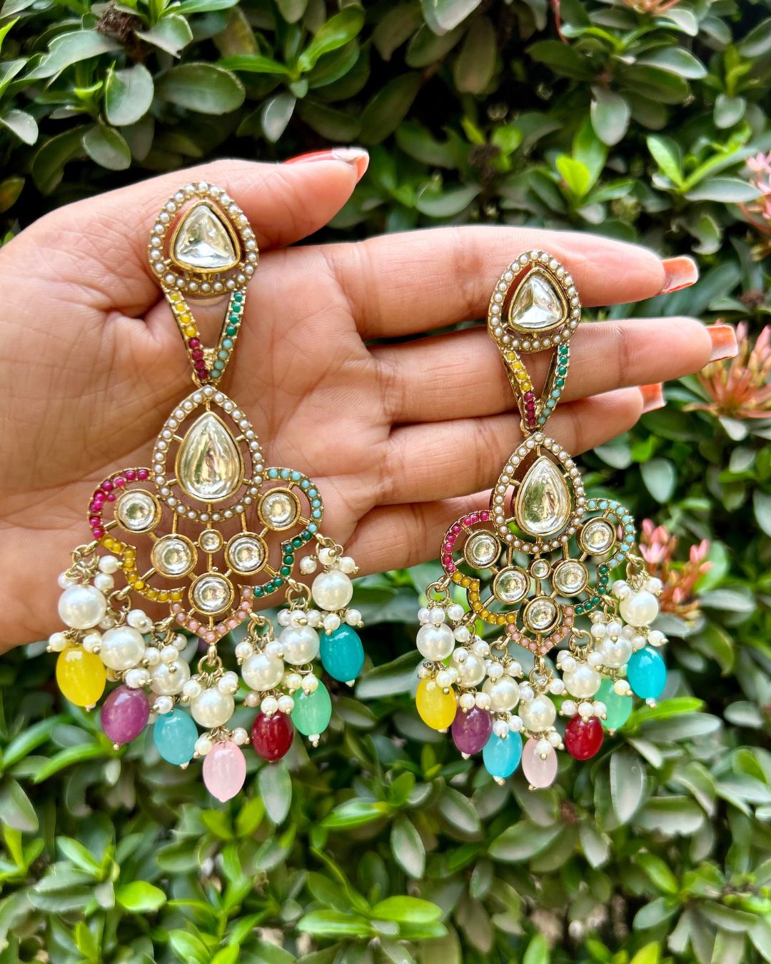 Alia Multi Kundan Chandbalis Earrings