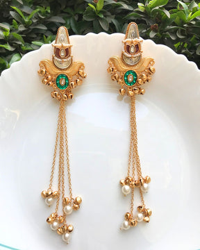 Zeenat Pearl Ghungroo Kashmiri Earrings