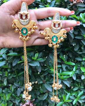 Zeenat Pearl Ghungroo Kashmiri Earrings