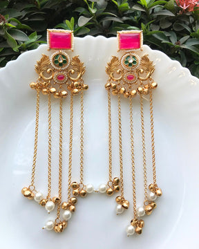 Afreen Pink Ghungroo Kashmiri Earrings