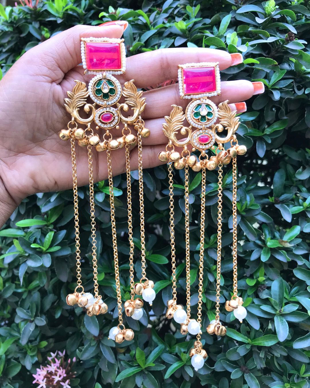 Afreen Pink Ghungroo Kashmiri Earrings