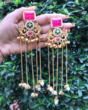 Afreen Pink Ghungroo Kashmiri Earrings
