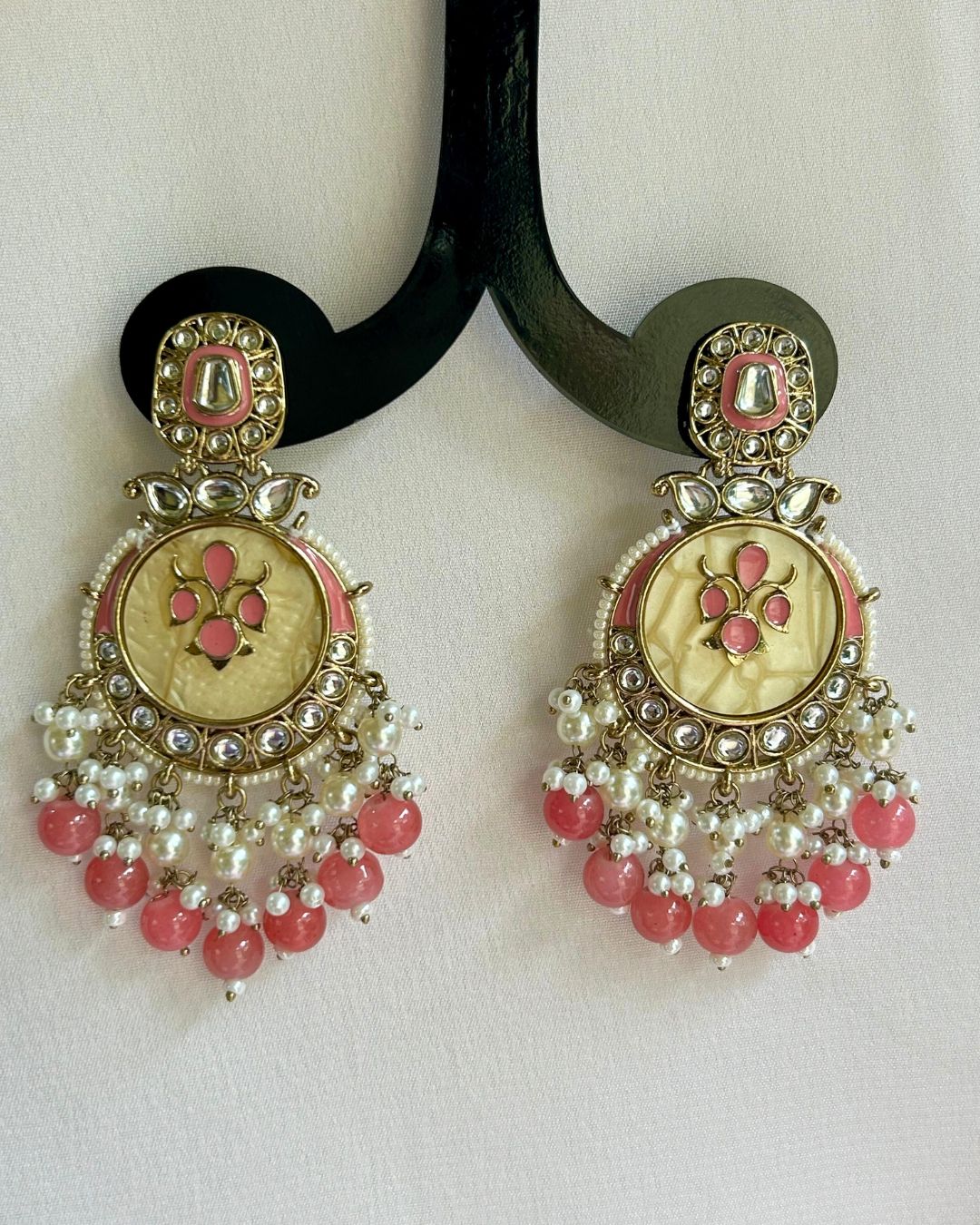 Ishani Pink Designer Chandbalis Earrings