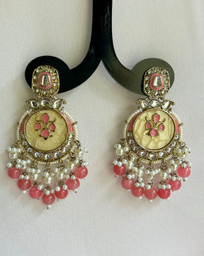 Ishani Pink Designer Chandbalis Earrings