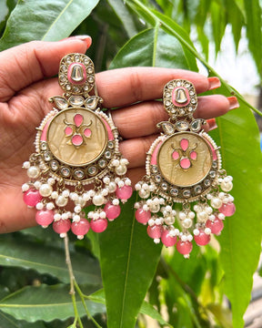 Ishani Pink Designer Chandbalis Earrings