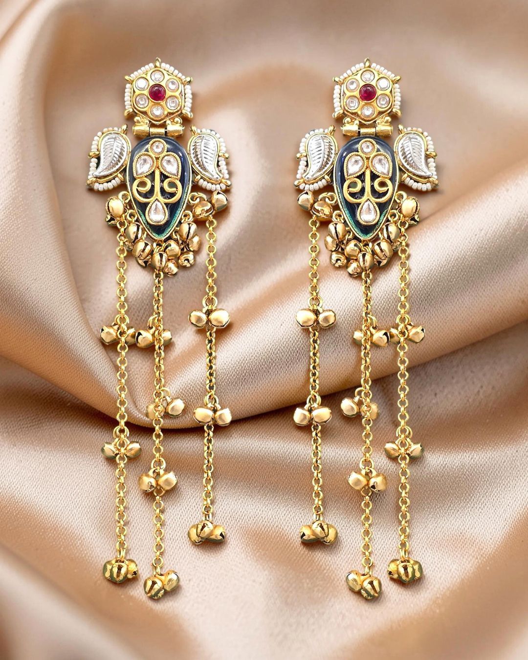 Nagma Blue Ghungroo Kashmiri Earrings