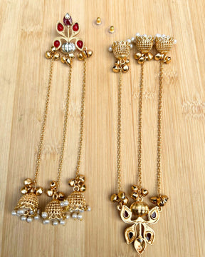Ambreen Red Jhoomar Kashmiri Earrings