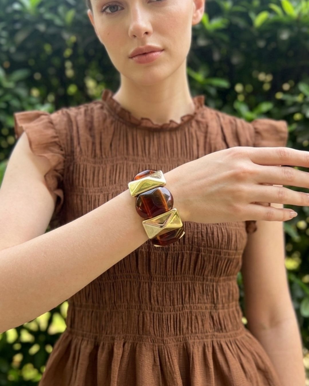 Brown Acrylic Square Geometric Bracelet