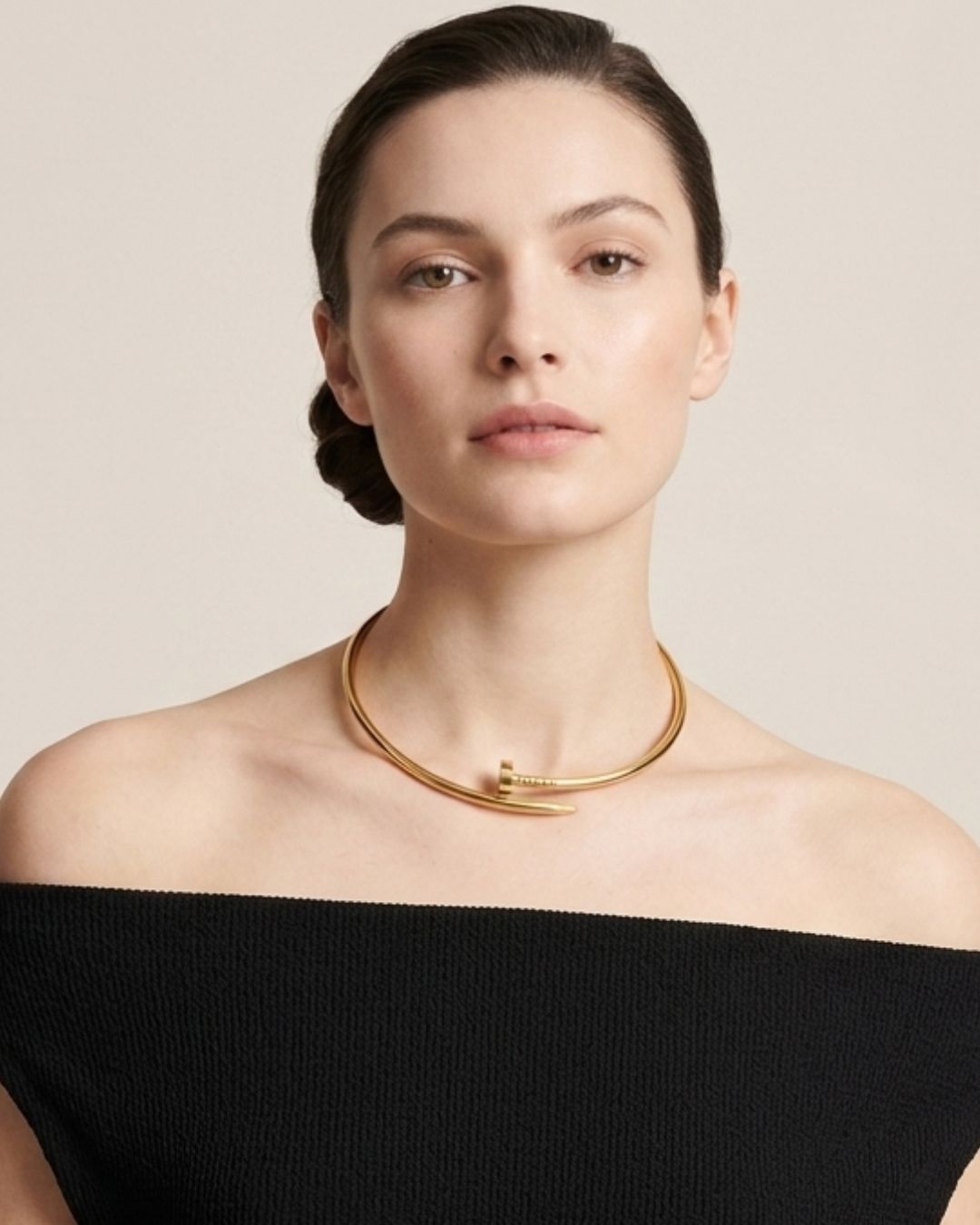 Golden Statement Necklace Choker 18K Gold Plated Stainless Steel
