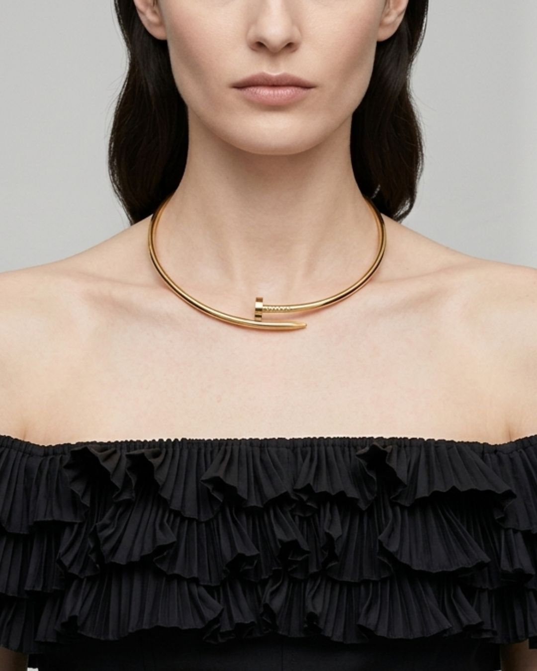 Golden Statement Necklace Choker 18K Gold Plated Stainless Steel
