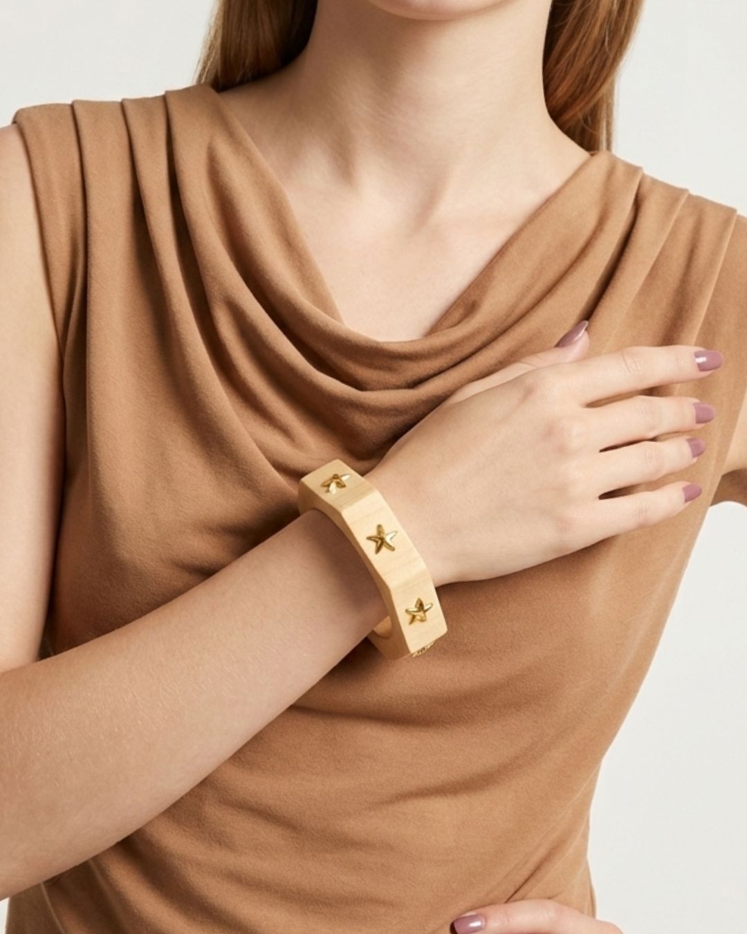 Ivory Wooden Golden Starlight Bracelet