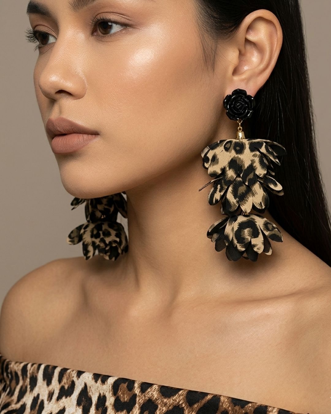 Feather-lite Animal Print Statement Earrings