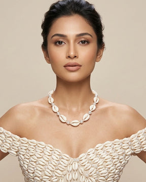 Pearl Beaded Shell Necklace