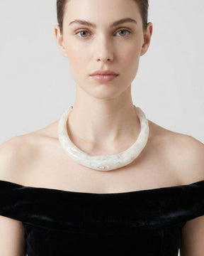 White Resin Acrylic Collar Necklace