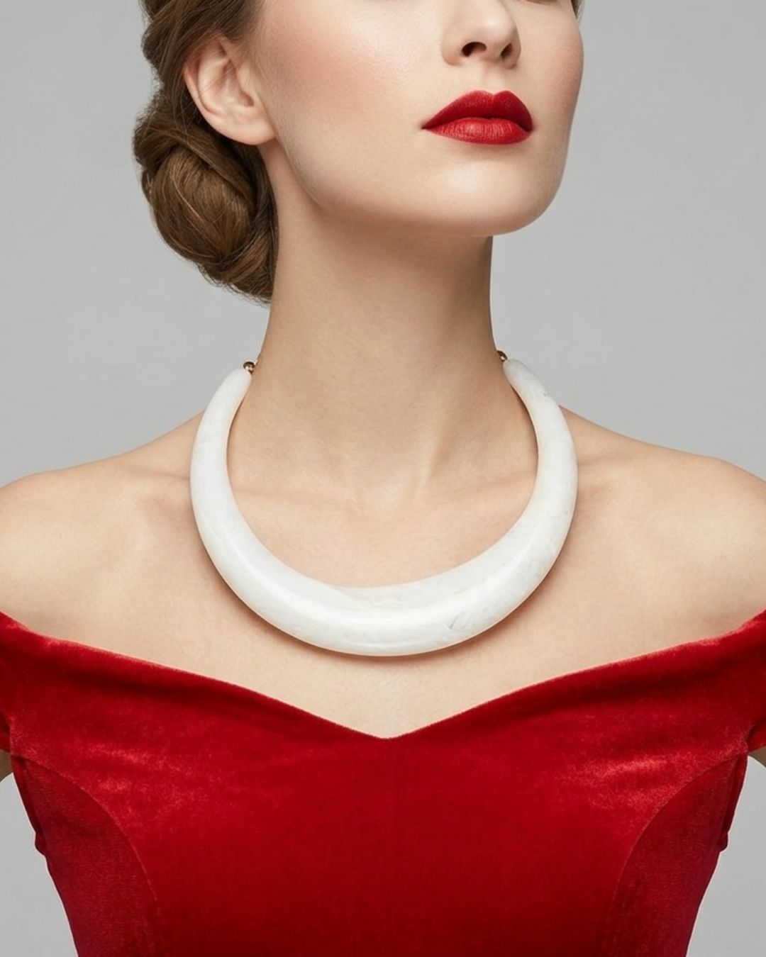 White Resin Acrylic Collar Necklace