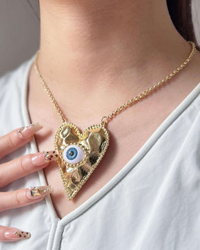 Love Heart Evil Eye Charm Pendant Necklace
