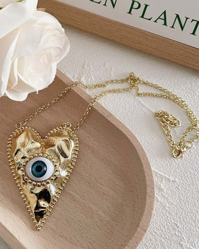 Love Heart Evil Eye Charm Pendant Necklace