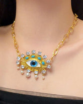 Vintage Blue Evil Eye Pendant Necklace