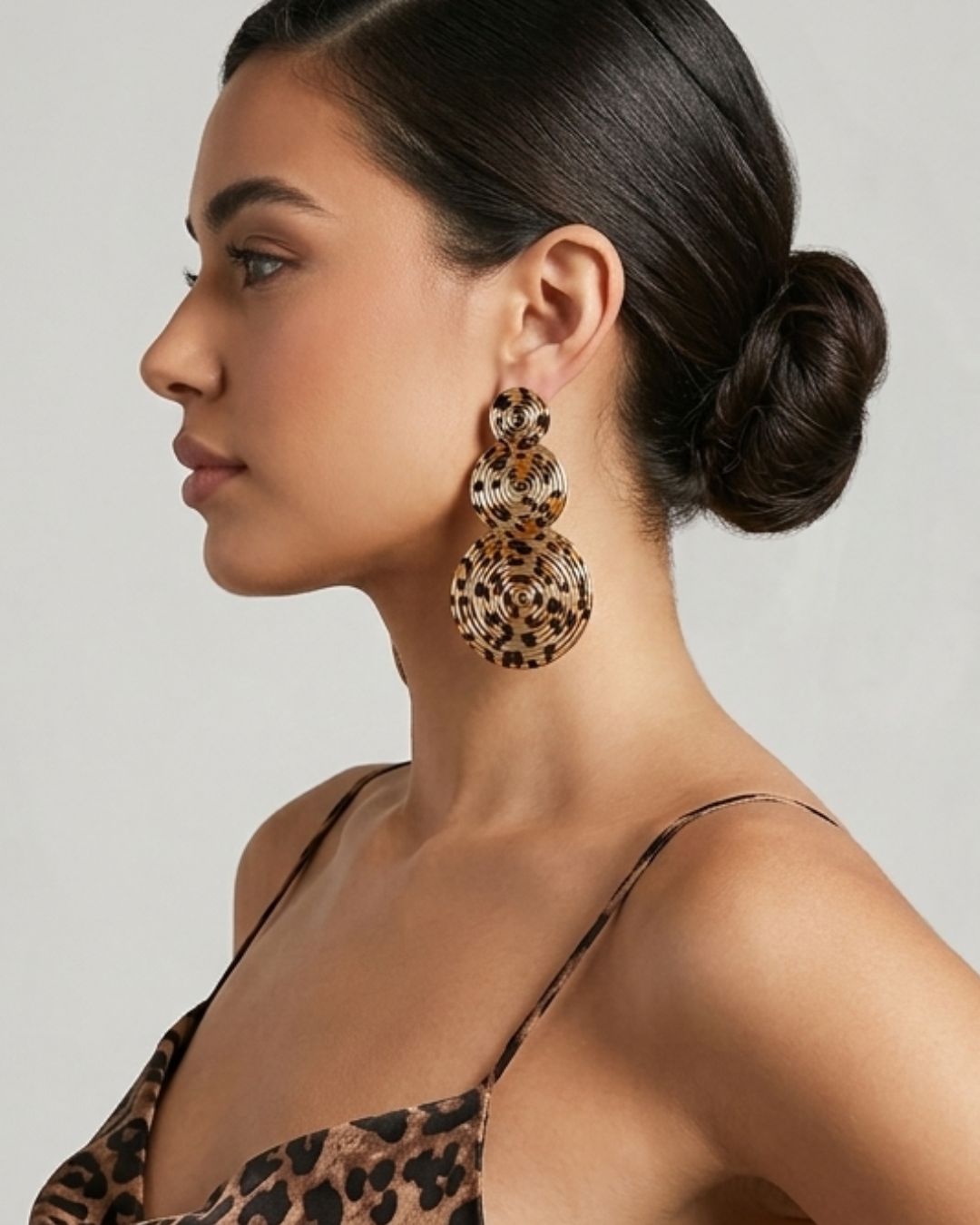 Animal Print Swirl Drop Earrings