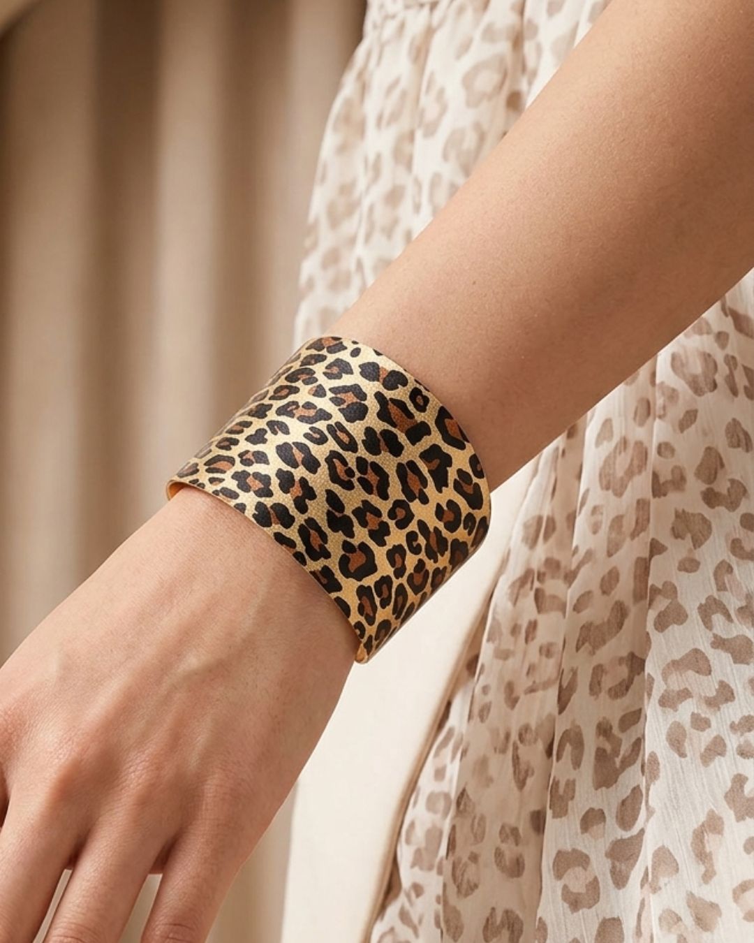 Animal Print Wide Glam Bracelet