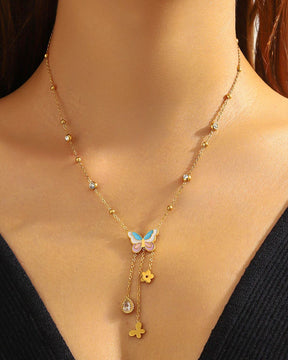 Butterfly Bead Pendant Necklace