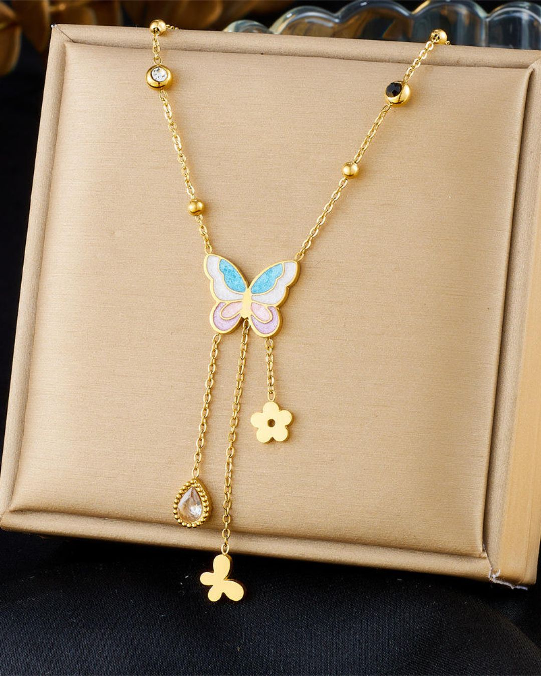 Butterfly Bead Pendant Necklace