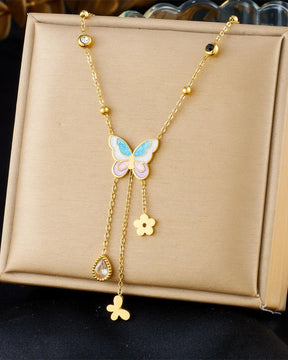 Butterfly Bead Pendant Necklace