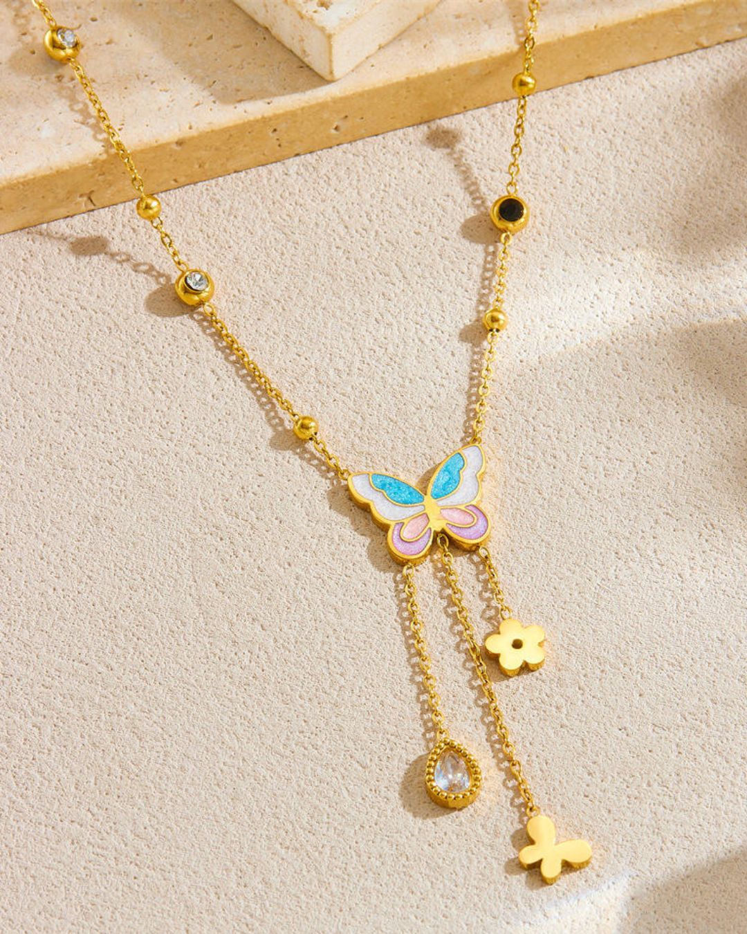 Butterfly Bead Pendant Necklace