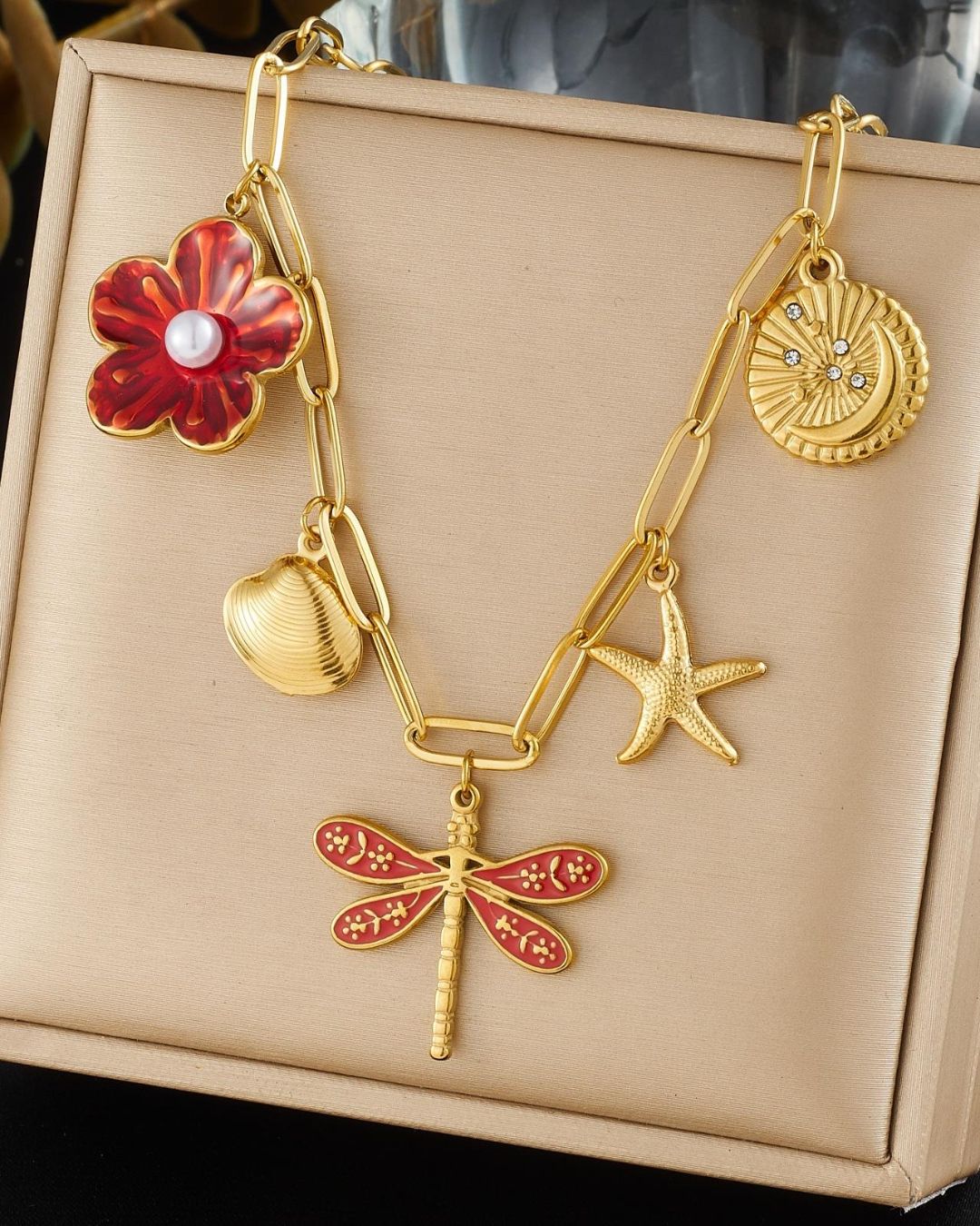 Dragonfly Starfish Boho Pendant Necklace