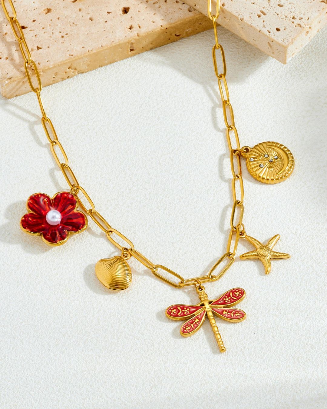 Dragonfly Starfish Boho Pendant Necklace
