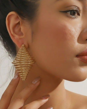 Golden Twisted Spiral Drop Earrings