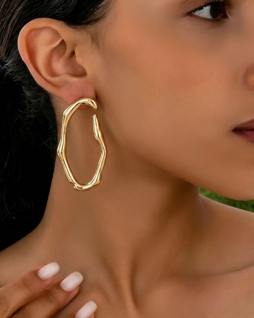 Golden Hollow Drop Earrings