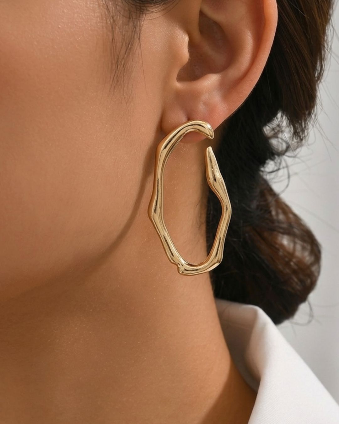 Golden Hollow Drop Earrings