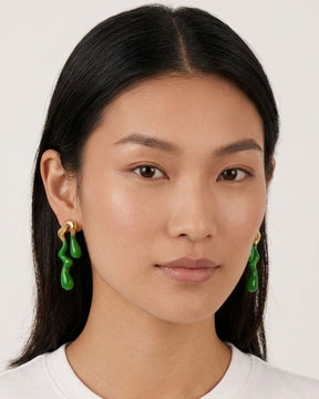 Green Asymmetry Drop Earrings