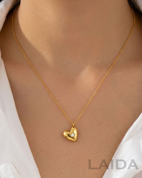 Golden Heart Diamond Star 18K Gold Pendant