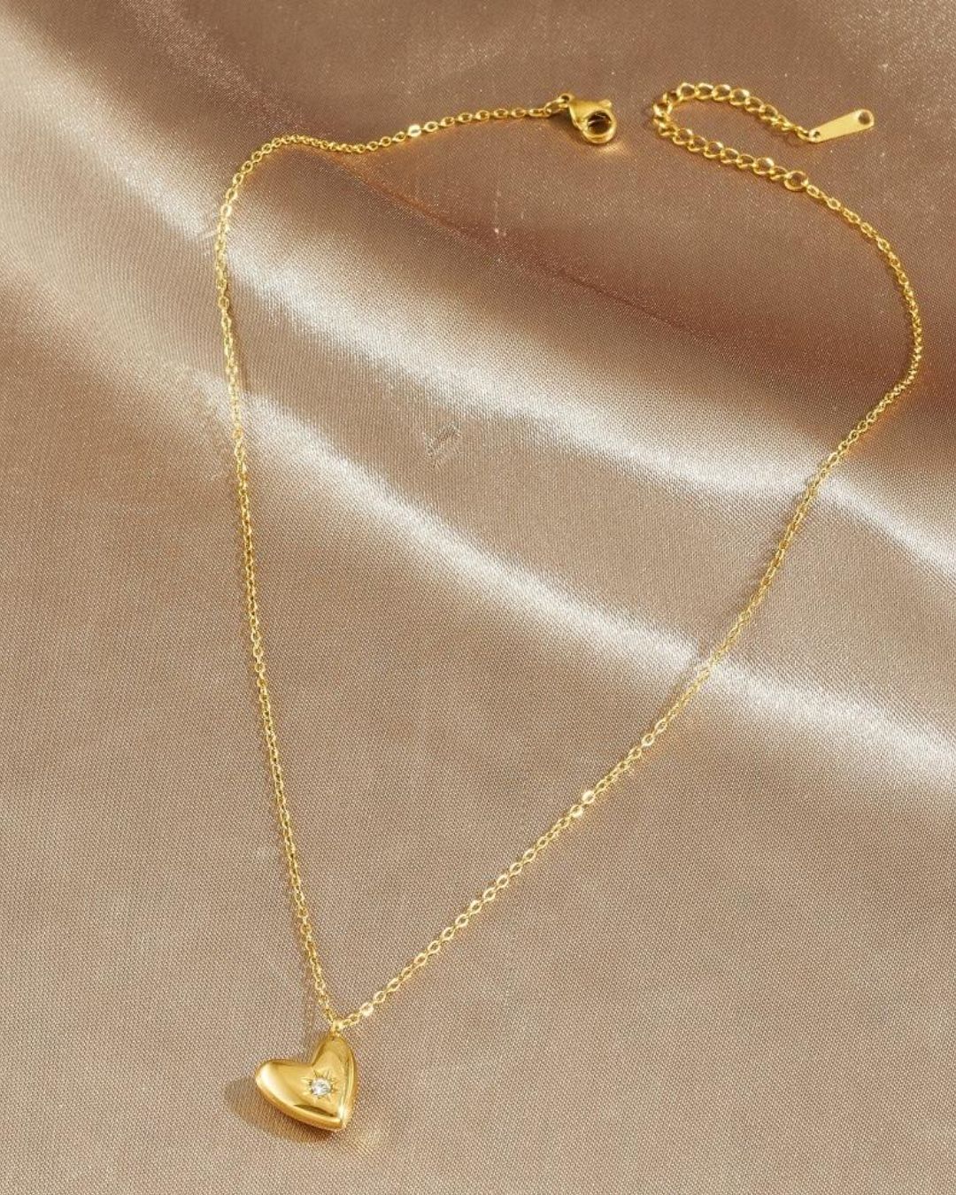 Golden Heart Diamond Star 18K Gold Pendant