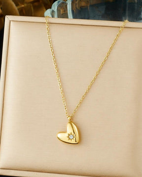 Golden Heart Diamond Star 18K Gold Pendant