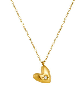 Golden Heart Diamond Star 18K Gold Pendant