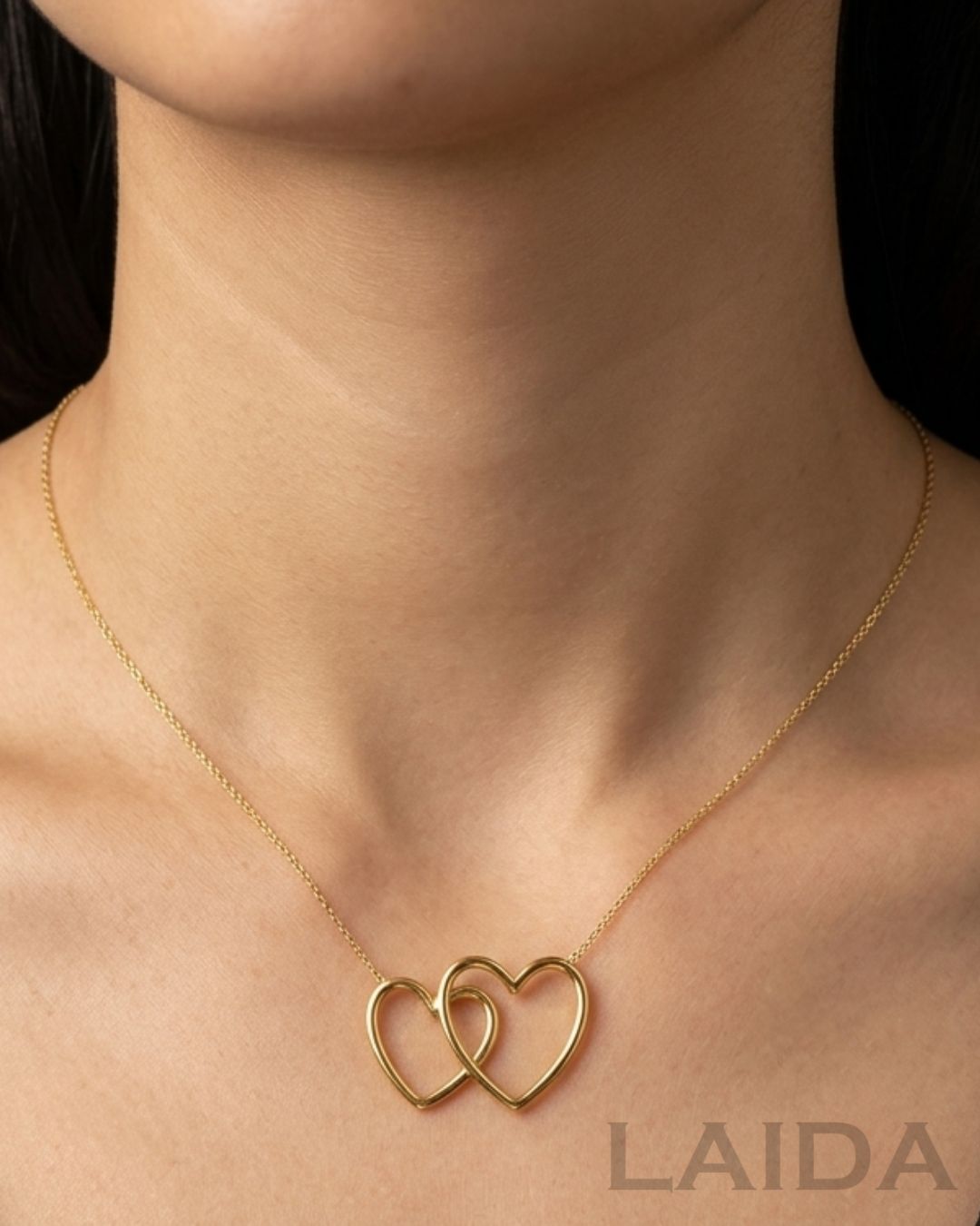 Golden Double Heart 18K Gold Pendant