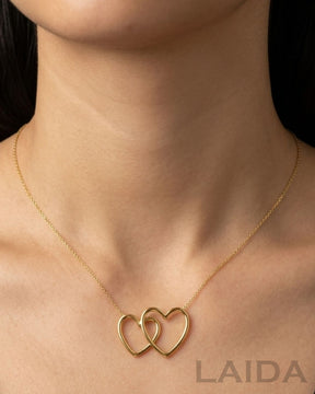 Golden Double Heart 18K Gold Pendant