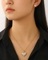 Golden Crystal Heart Pendant Set