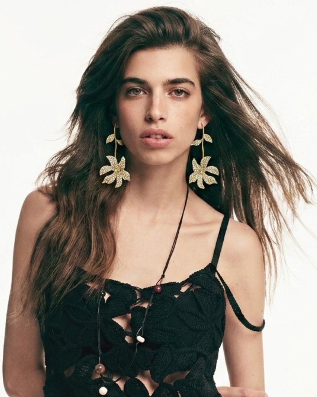 Rhinestone Petal Drop Earrings