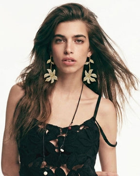 Rhinestone Petal Drop Earrings