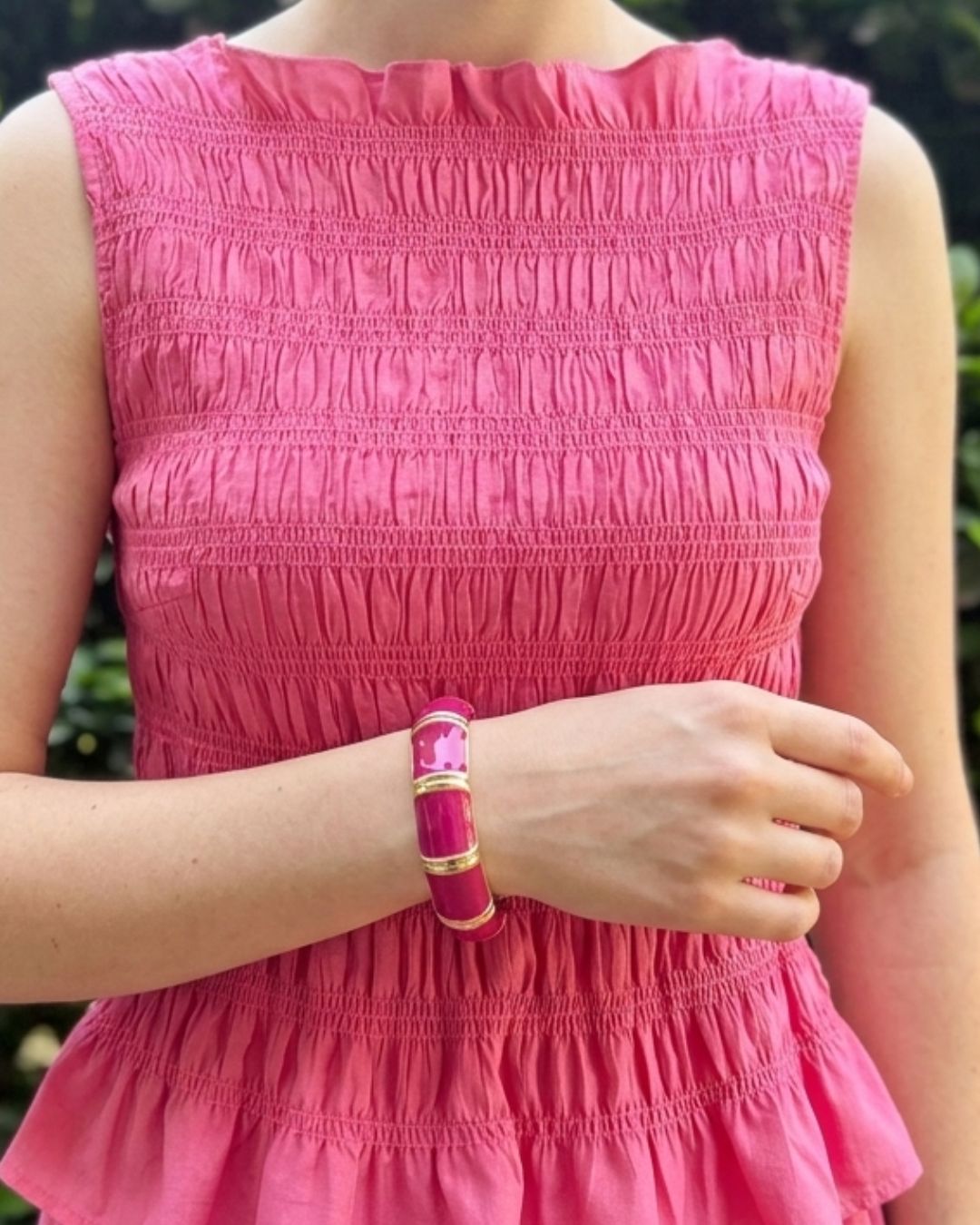 Pink Alloy Enamel Bracelet kada/Cuff